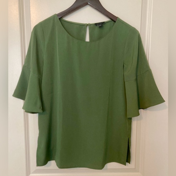 Ann Taylor Olive Flounce Sleeve Blouse - Picture 1 of 4